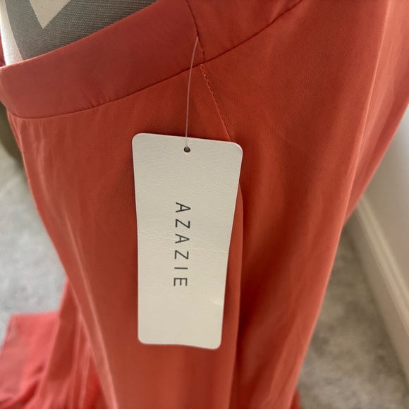 NWT Azazie Clarice Coral Halter Maxi Dress - Picture 7 of 9